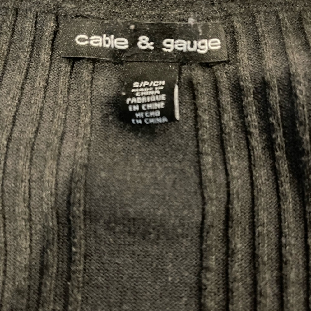 Cable & Gauge Black Open-Front Cardigan Sweater Size Small - Picture 9 of 12
